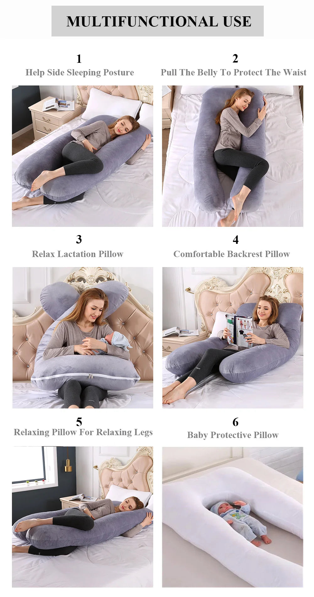 Full Body Pregnancy Pillow – 360° Support for Belly, Back & Hips